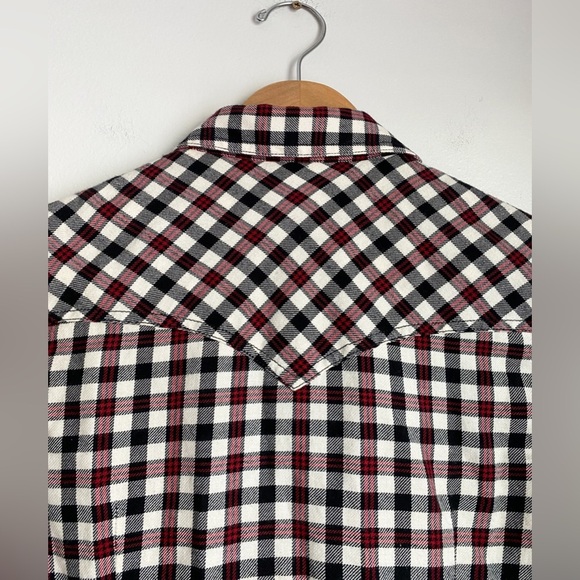 True Religion Red Gingham Plaid Checker Button Down Shirt Long Sleeves Western S - Picture 8 of 9